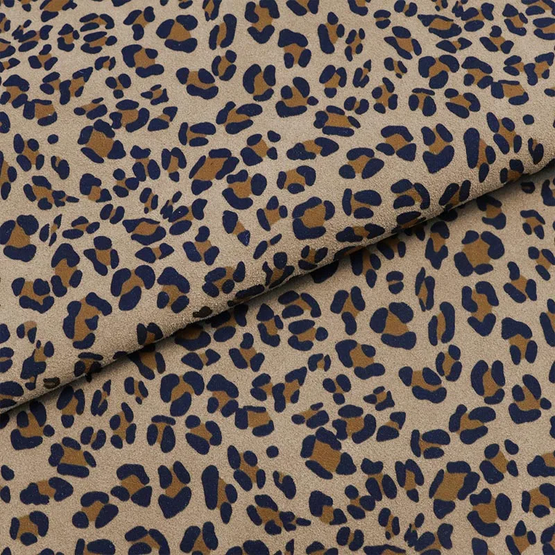 Leopard Printed Double Side Suede Microfiber Leather