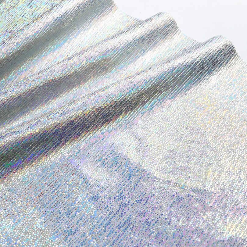 Metallic Crackle Iridescent Shoes Bags PU Faux Kulit Kain